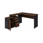Móveis para Escritório Mesa Escritório em "L" - 1,50x1,50m (Extensível) - com Armário Misto (03 Gav.) - Louro / Preto - 23482