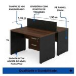 Móveis para Escritório Mesa Dupla Escritório 150mm com Gaveteiro e Chave