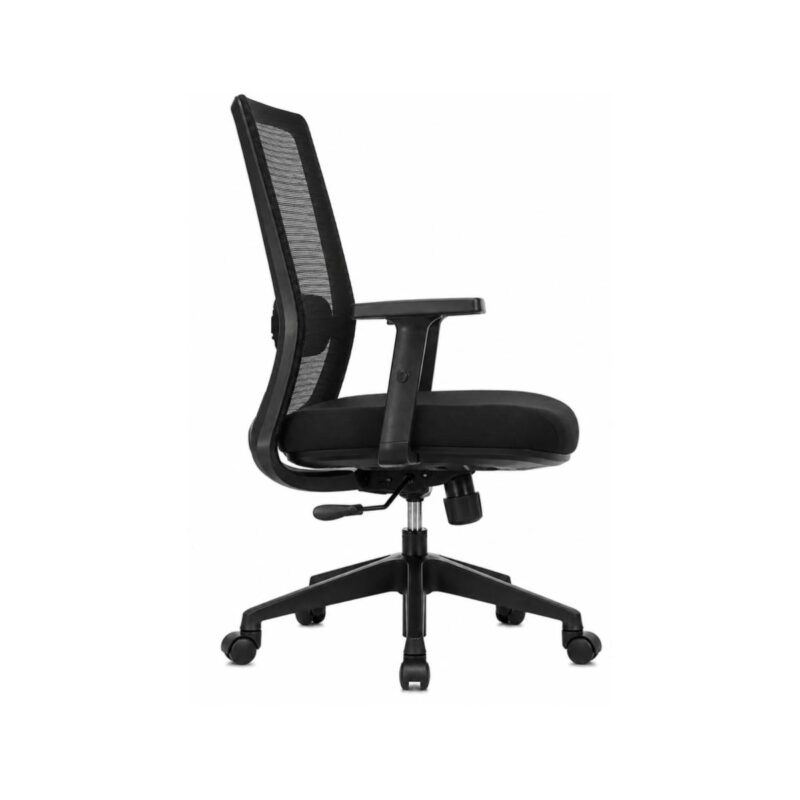 Cadeira de Escritório Ergonômica Vitalis vista de lado, destacando o perfil do encosto em tela, do assento e do mecanismo.