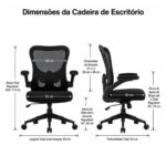 Cadeira de Escritório Cadeira de Escritório Presidente Ergonômica Giratória Preta