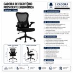 Cadeira de Escritório Cadeira de Escritório Presidente Ergonômica Giratória Preta