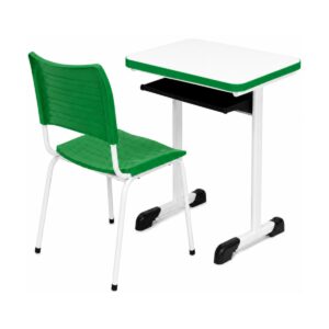Conjunto Escolar Individual Adulto com Mesa e Cadeira Verde